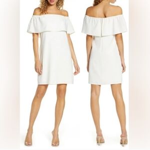 Charles Henry White Off-the-Shoulder Dress